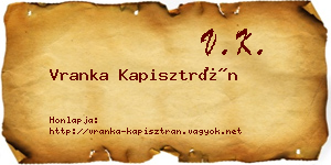 Vranka Kapisztrán névjegykártya
